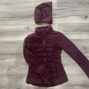Lululemon “Down For it All” jacket size 8 in RED MERLOT.